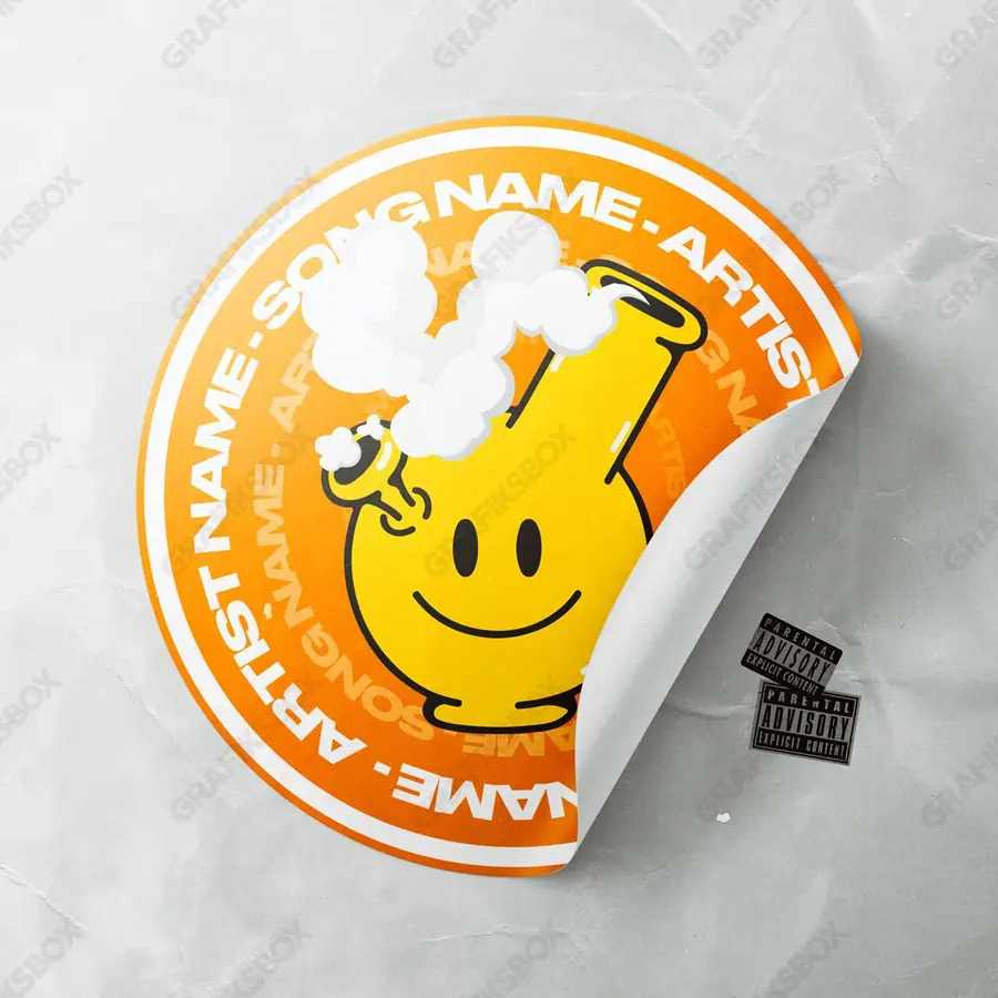 Готовая обложка для трека «Sticker» — яркий кадр, в оранжевых тонах