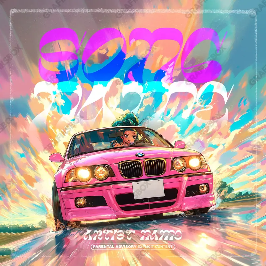 Готовая обложка для трека «Pink Bmw» — яркий кадр, в розовых тонах