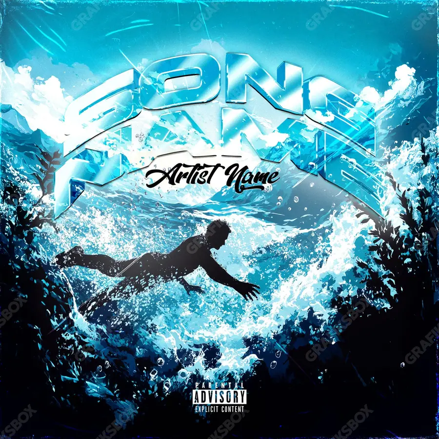 Portada de álbum prediseñada «Swimmer» — un motivo con carácter propio, en tonos azules fríos