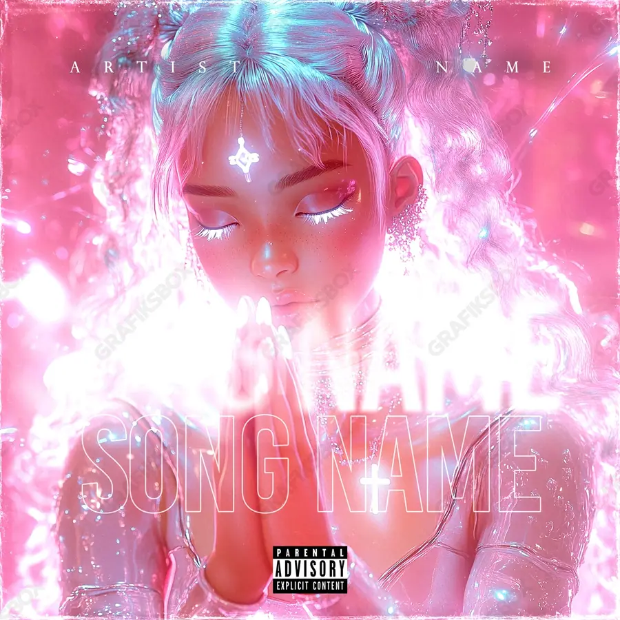 Portada de álbum prediseñada «Nun» — una idea visual original sin equivalente cercano en el catálogo, en una gama roja
