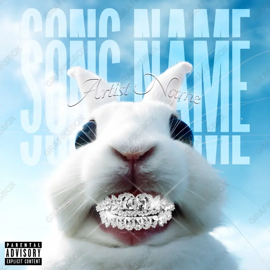 Portada de álbum prediseñada «Toothy Rabbit» — un motivo con carácter propio, en tonos azules fríos