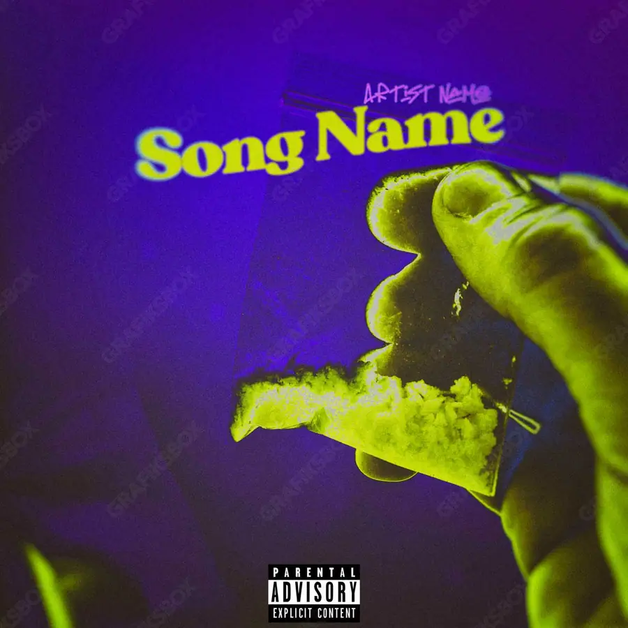 Premade album cover “Psycodrugs” — a frame that refuses to sit in one category in a purple palette