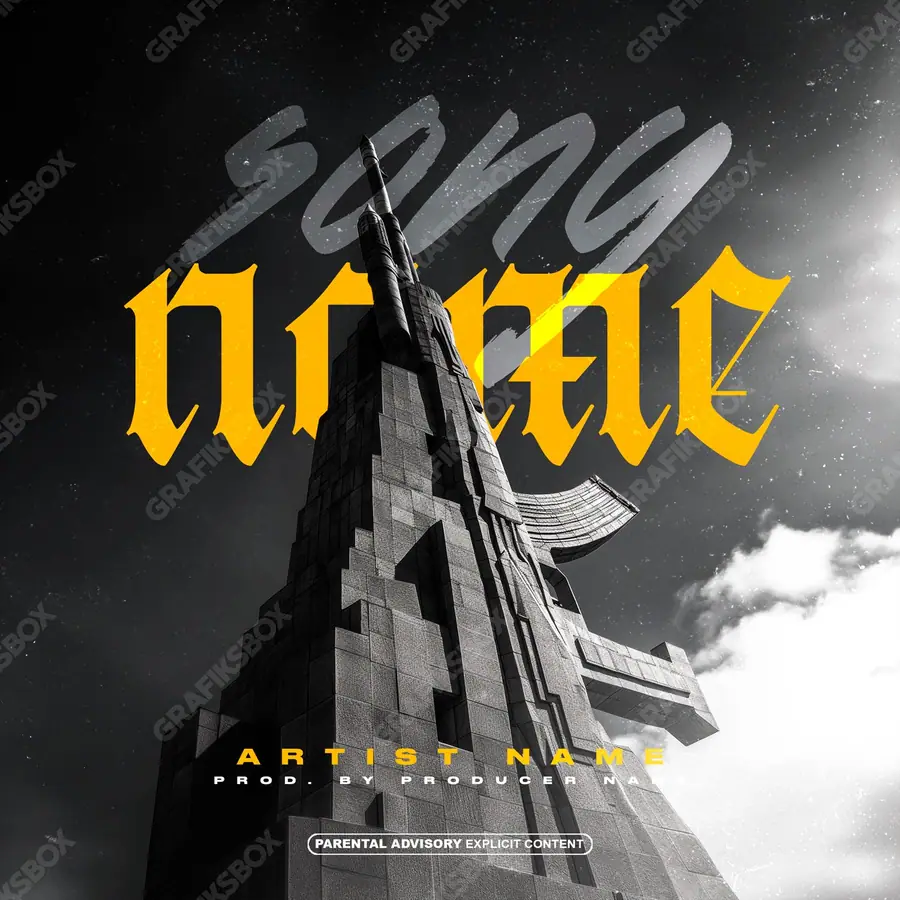 Premade album cover “Tower Ak” — a frame that refuses to sit in one category in an orange palette
