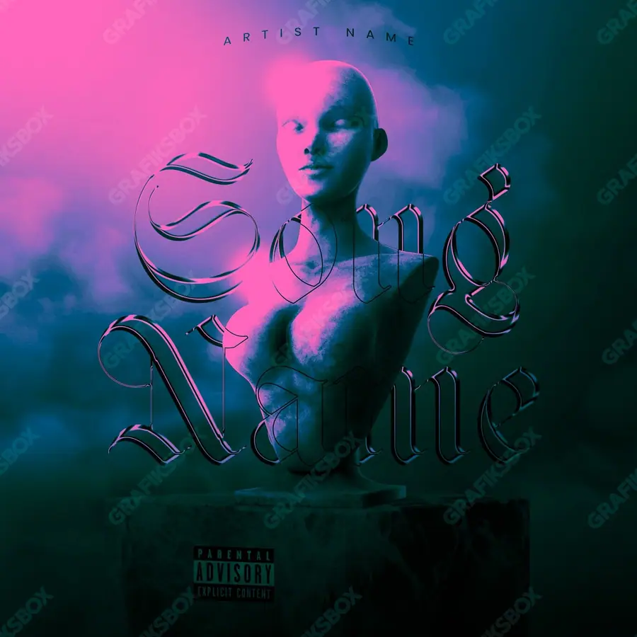 Premade album cover “Sculpture” — a frame that refuses to sit in one category in cool blue tones