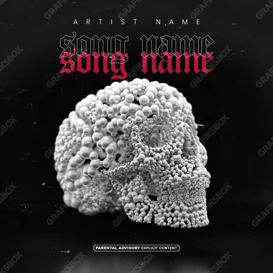 Portada de álbum prediseñada «Skull Pearls» — imágenes duras en un encuadre de tonos bajos, en una paleta monocroma