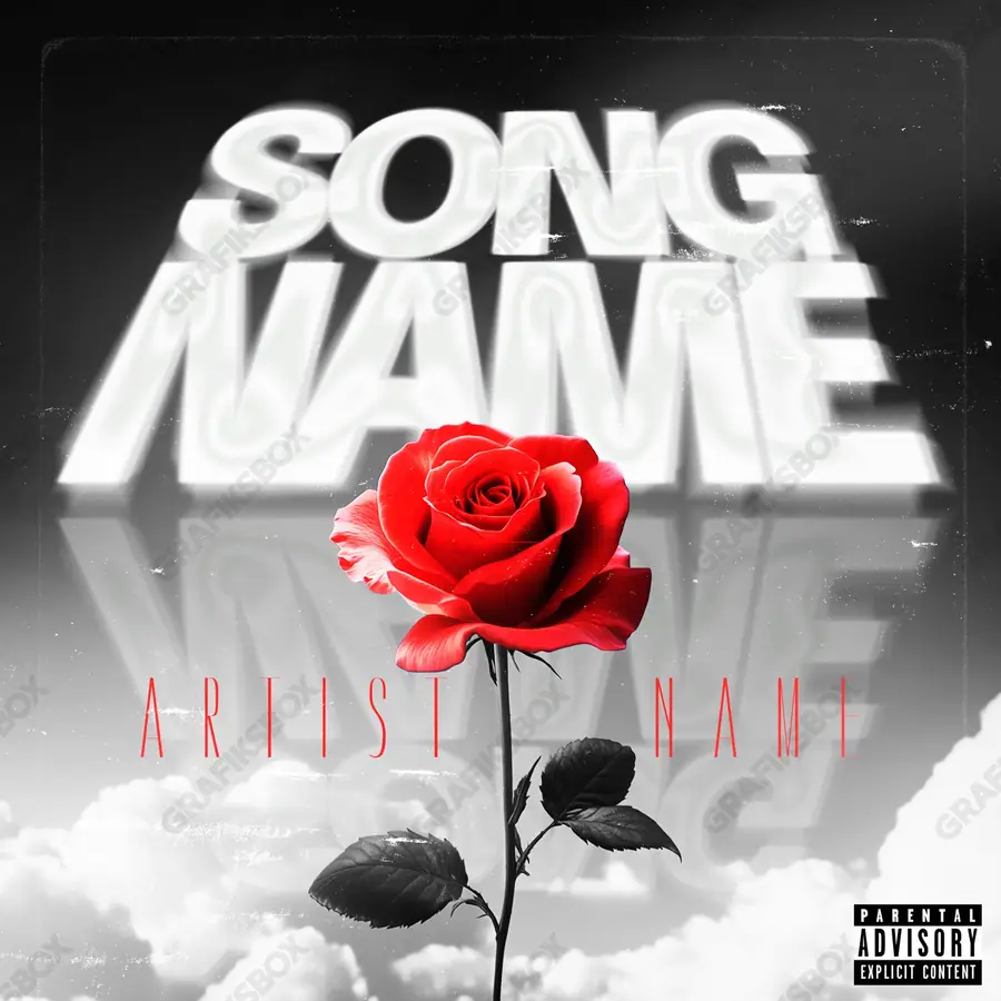 Premade album cover “Flowering Heaven” — a subject with a character of its own in a black and white palette