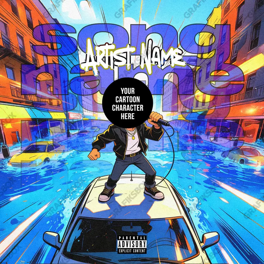 Купить обложку для трека «About Flood» — энергичный кадр, в синих тонах