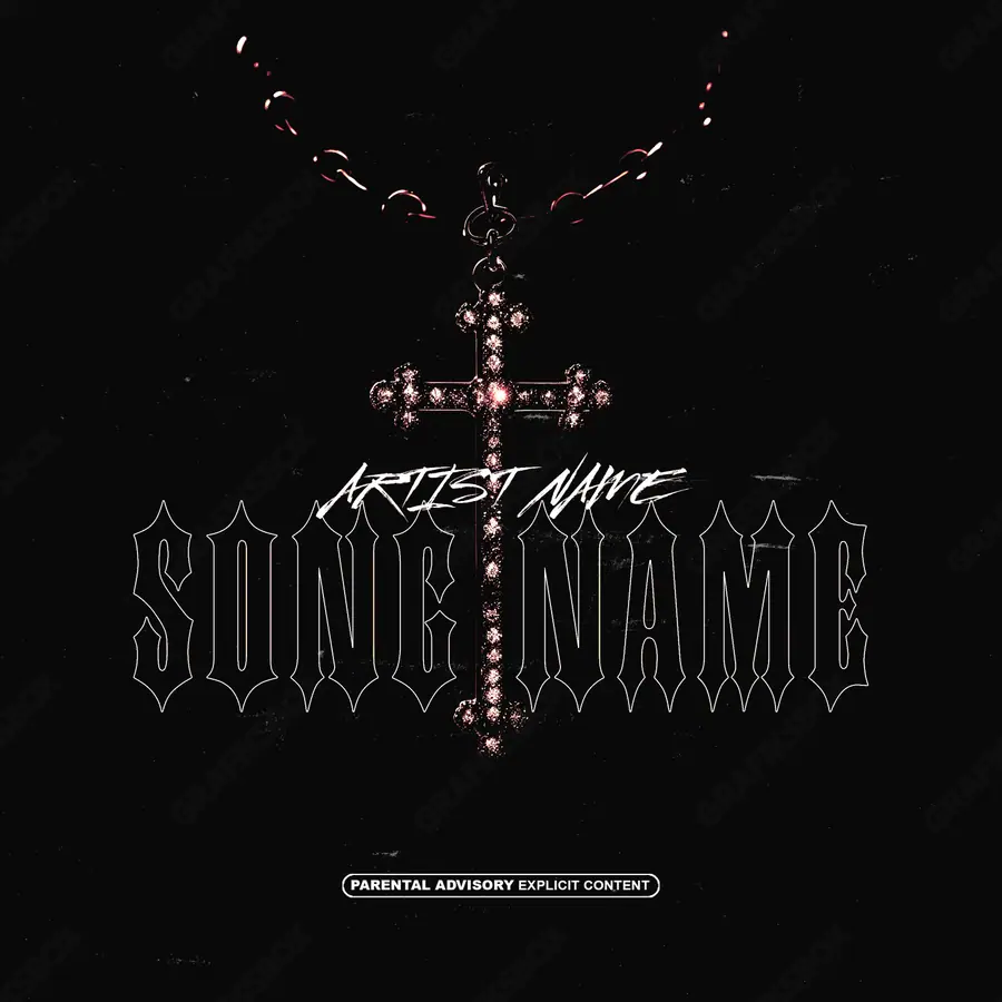 Portada de álbum prediseñada «Crucifix» — una idea visual original sin equivalente cercano en el catálogo, en una paleta monocroma
