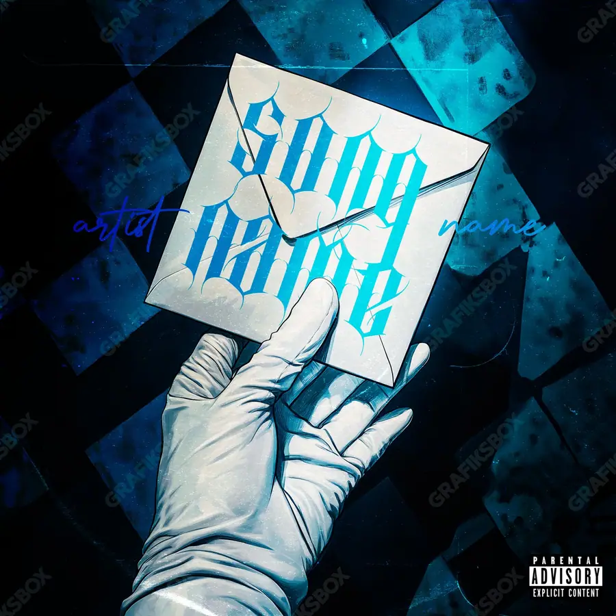 Premade album cover “Mailman” — a subject with a character of its own in cool blue tones