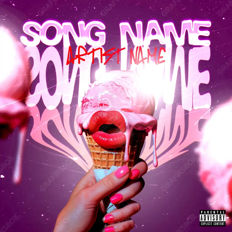 Premade album cover “Icekiss” — a subject with a character of its own in pink shades