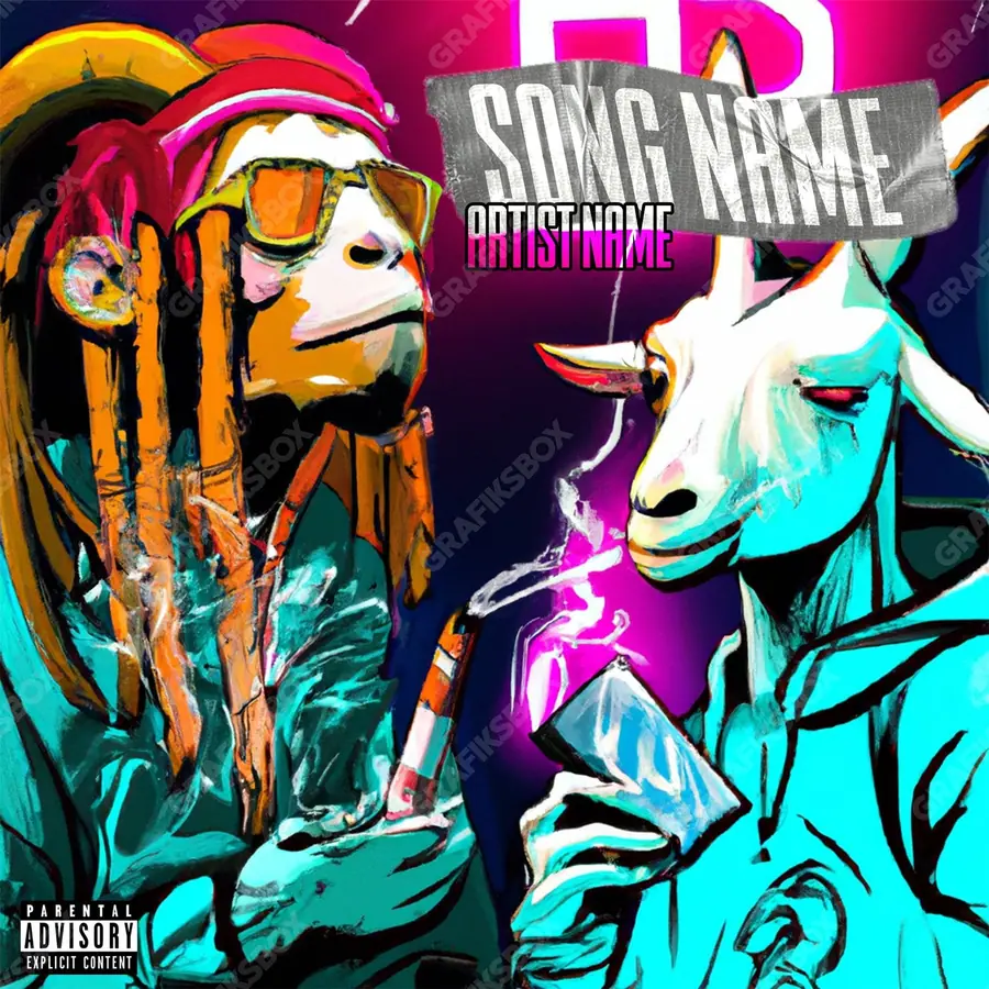 Готовая обложка для трека «Chill Goat» — энергичный кадр, в синих тонах