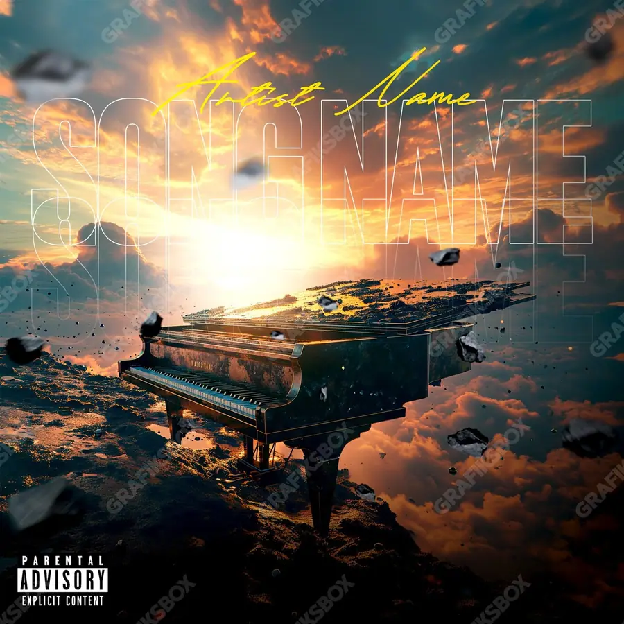 Premade album cover “Last Piece” — an original visual idea with no close match in the catalogue in an orange palette