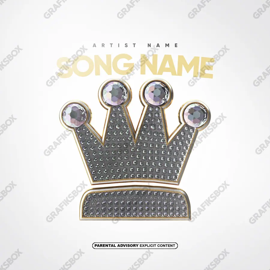 Обложка для песни про роскошь «Crown Pendant» — дорогая эстетика — металл, камни, глянец, в чёрно-белом