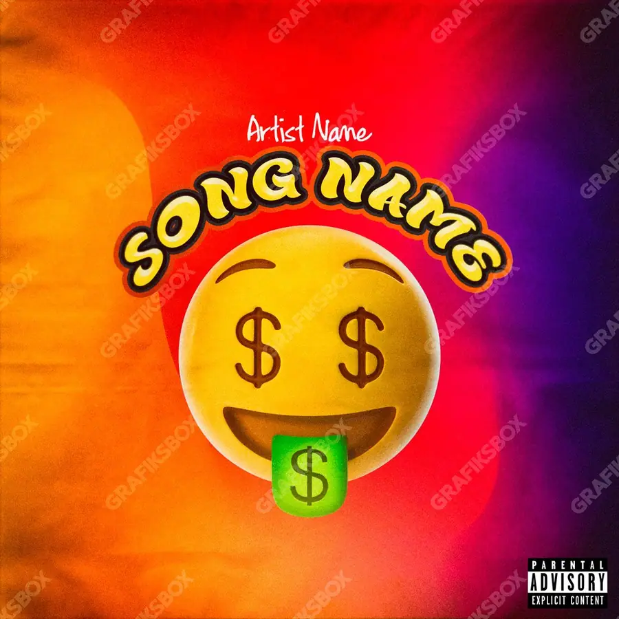 Premade album cover “Greed” — an original visual idea with no close match in the catalogue in orange shades