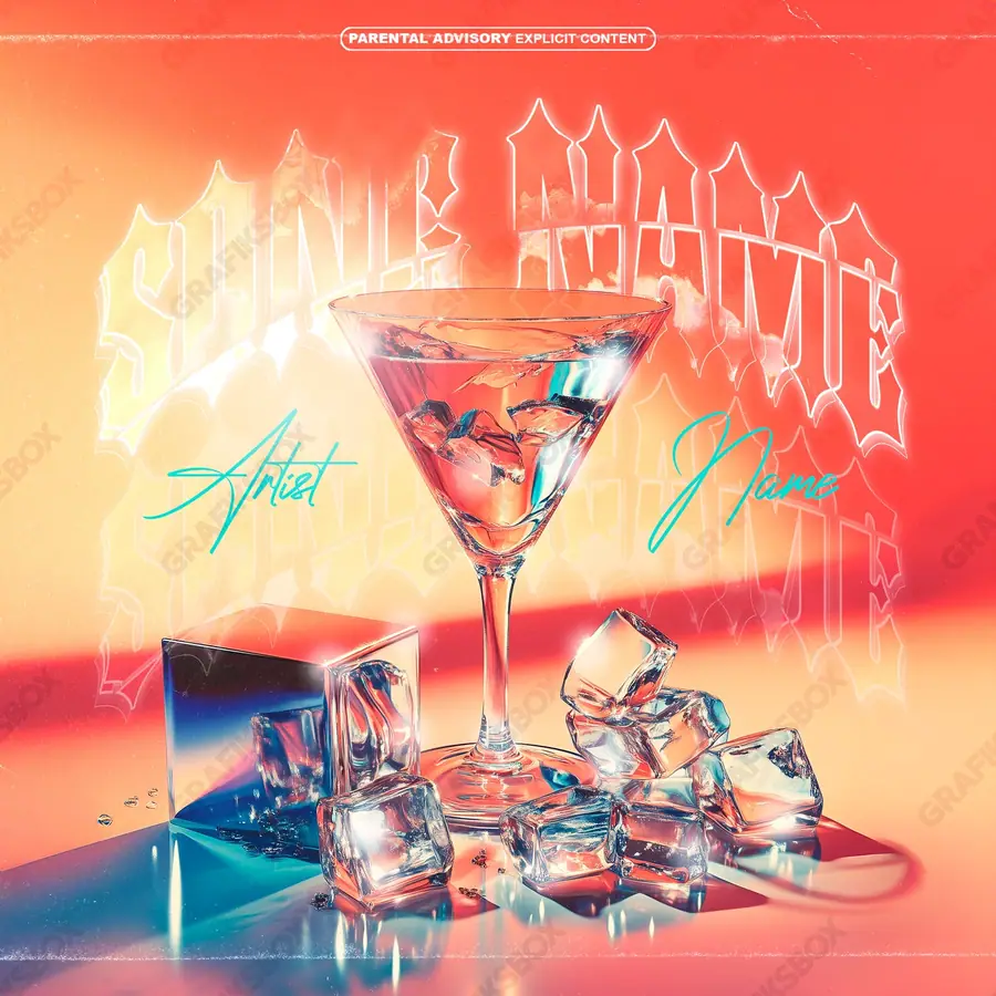 Portada de álbum prediseñada «Hot and Cold» — una idea visual original sin equivalente cercano en el catálogo, en una gama roja