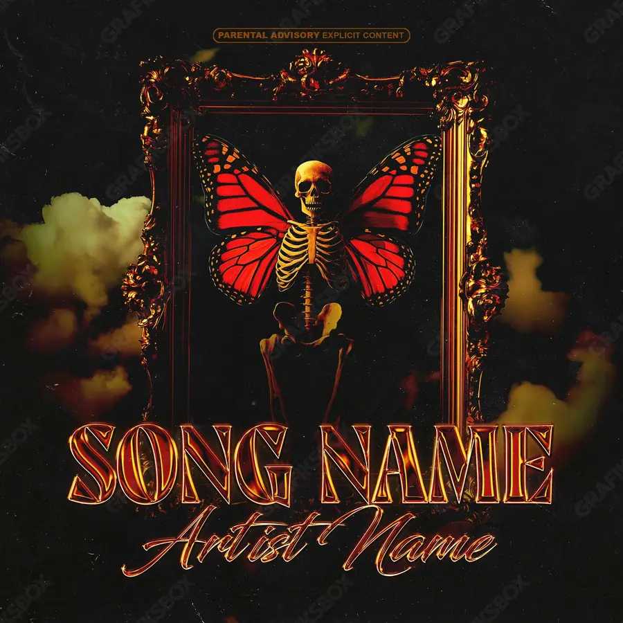 Premade album cover “Butterframe” — a frame that refuses to sit in one category in orange shades