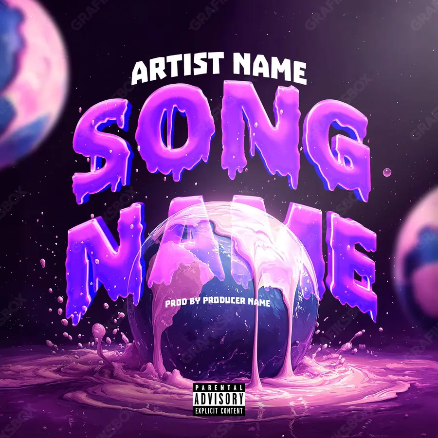 Premade album cover “Drip Earth” — abstract graphics with no recognisable objects in purple tones