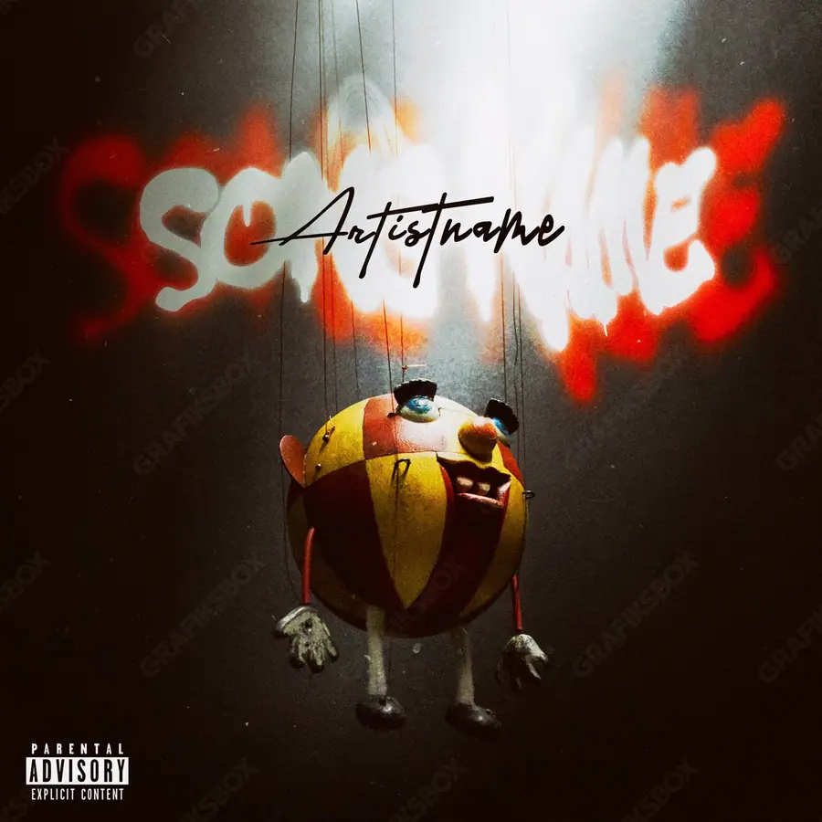 Premade album cover “Marionette” — a subject with a character of its own in a red palette