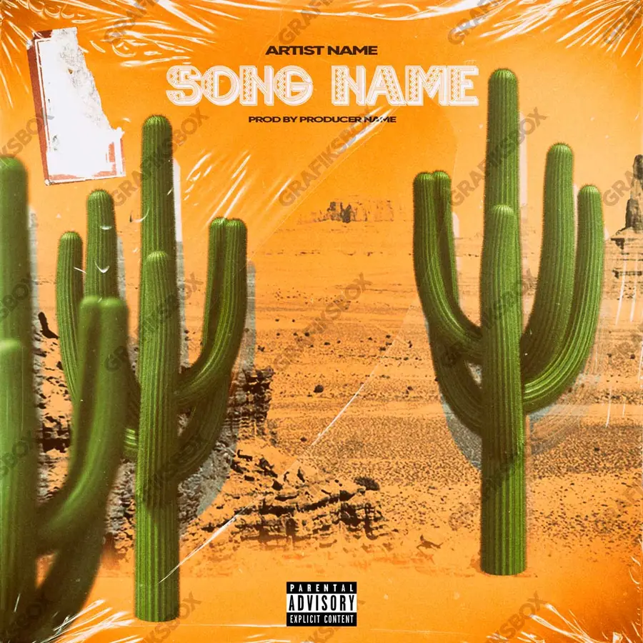 Portada de álbum prediseñada «Cactus» — una idea visual original sin equivalente cercano en el catálogo, en una gama naranja