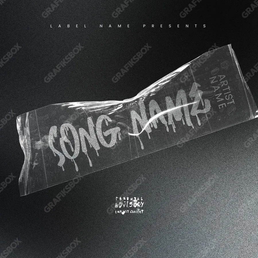 Premade album cover “Poster” — an original visual idea with no close match in the catalogue in a monochrome palette