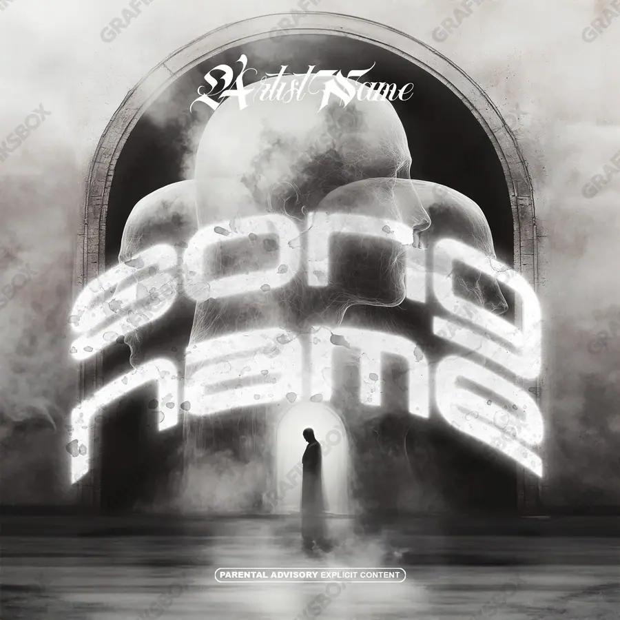 Premade album cover “Contemporary” — a frame that refuses to sit in one category in a monochrome palette