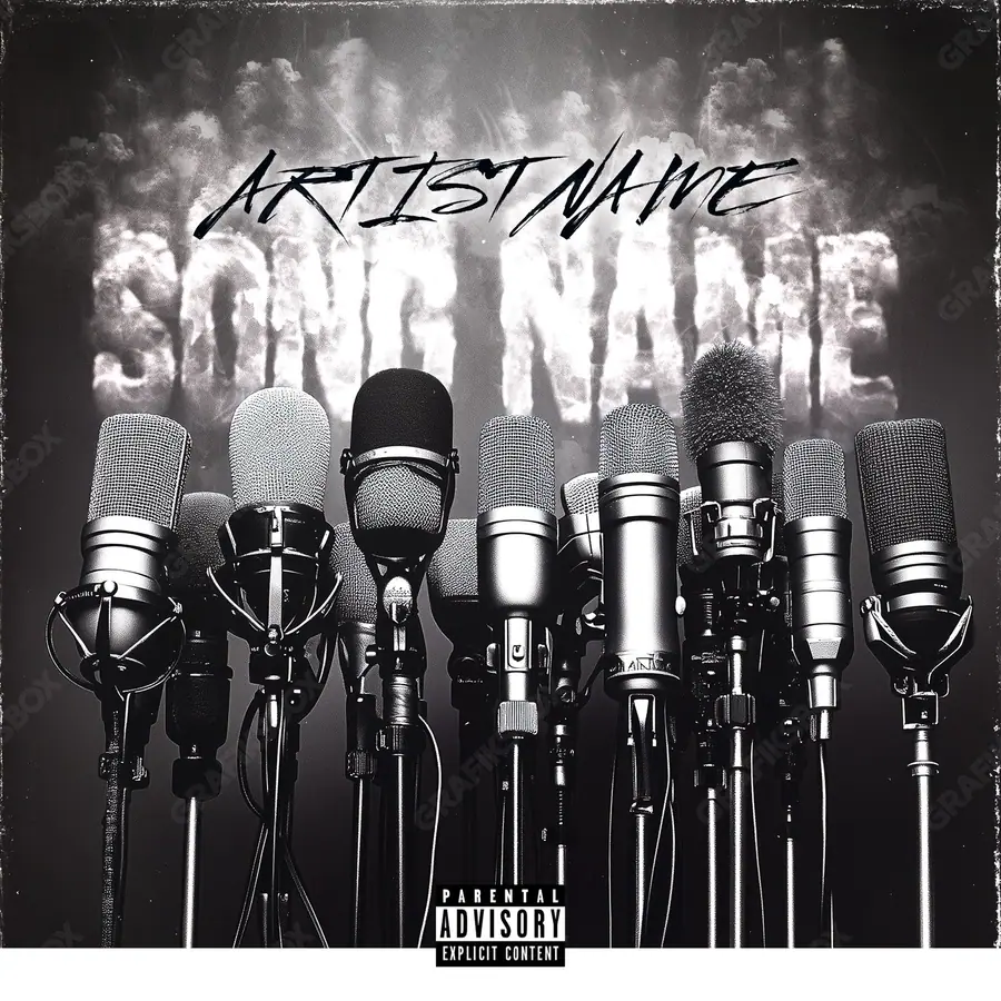Premade album cover “Press” — a frame that refuses to sit in one category in a black and white palette