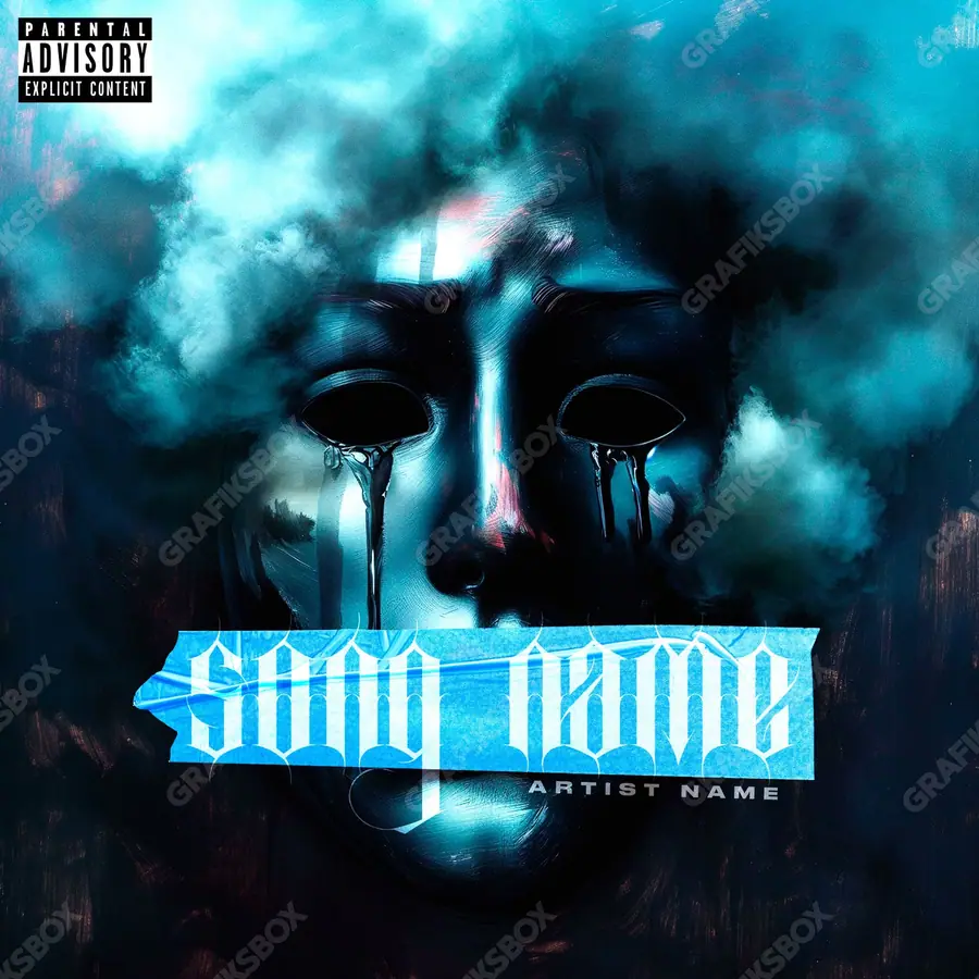 Premade album cover “Cloud Mask” — nature in frame: sky, water and air in a blue palette