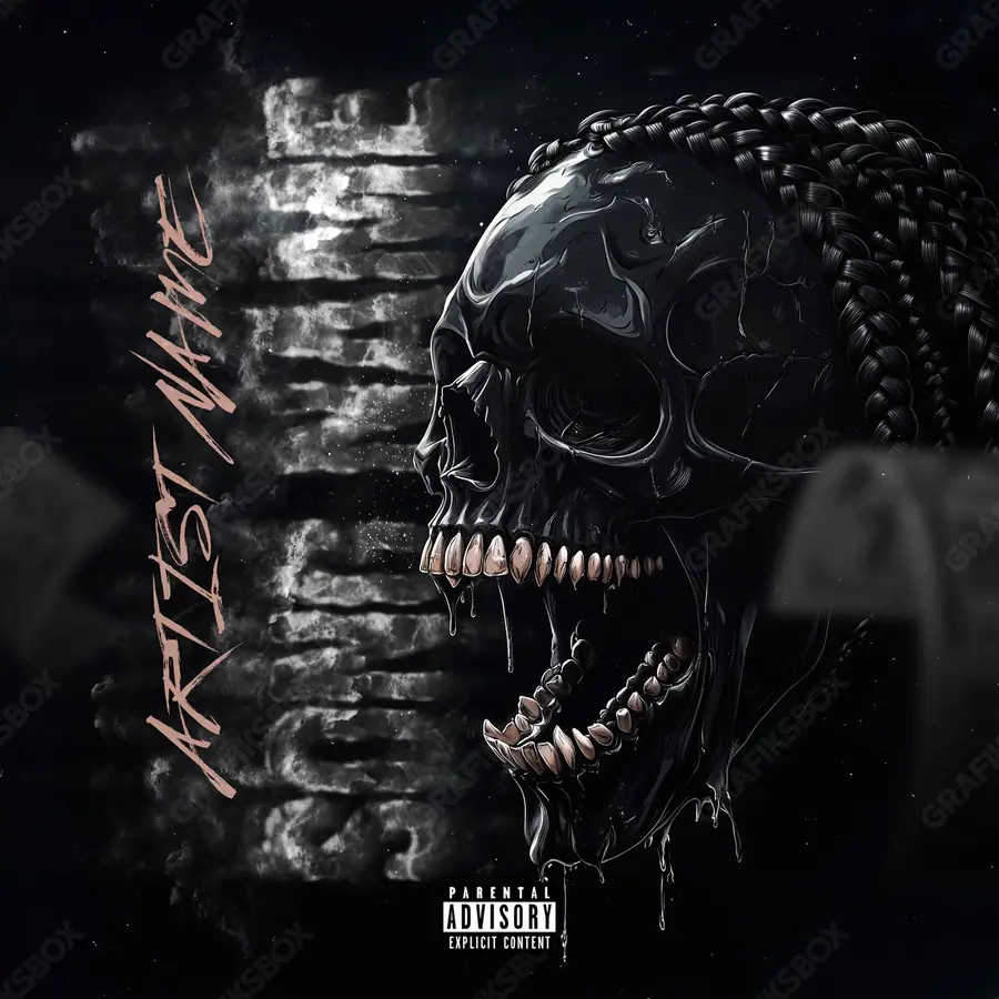 Portada de álbum prediseñada «SkullScoot» — un motivo con carácter propio, en una paleta monocroma