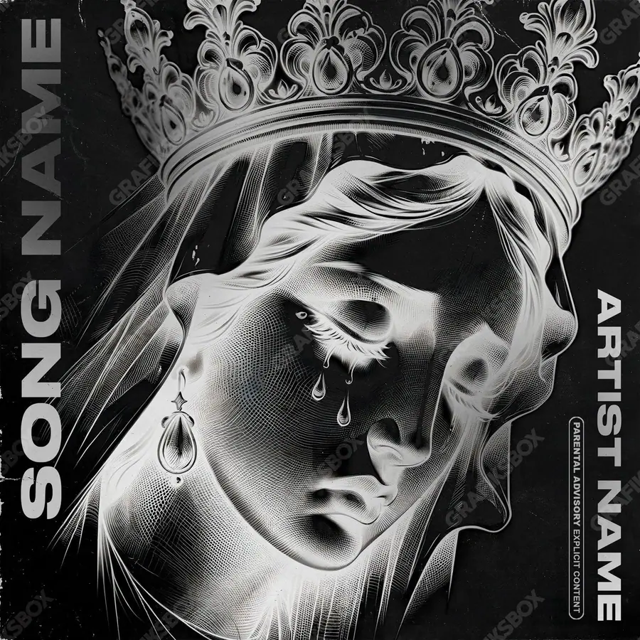 Premade album cover “Black Tears” — a dark frame where light works in single points in a black and white palette