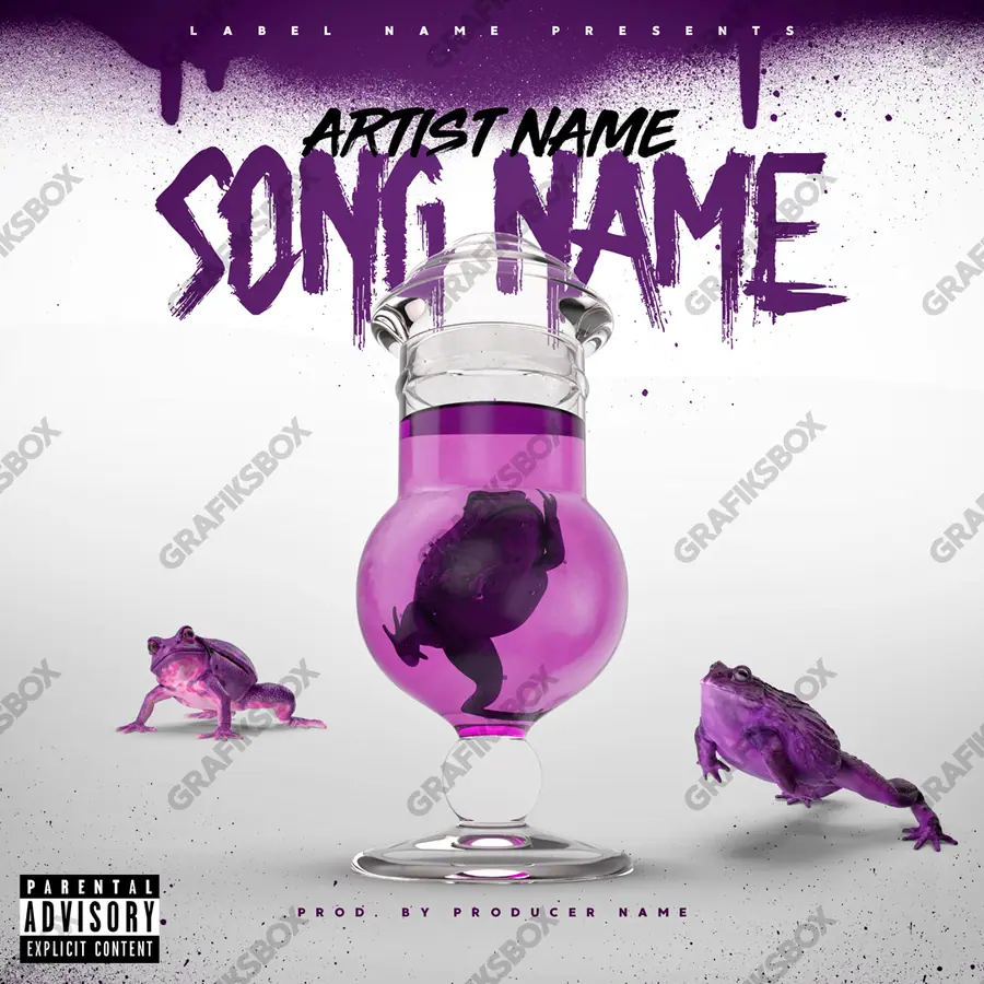 Premade album cover “Syrup Frog” — an original visual idea with no close match in the catalogue in a purple palette