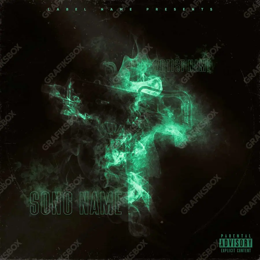 Premade album cover “Uzi Smoke PREVIEW” — a hot frame: sparks, heat, smoke in green shades