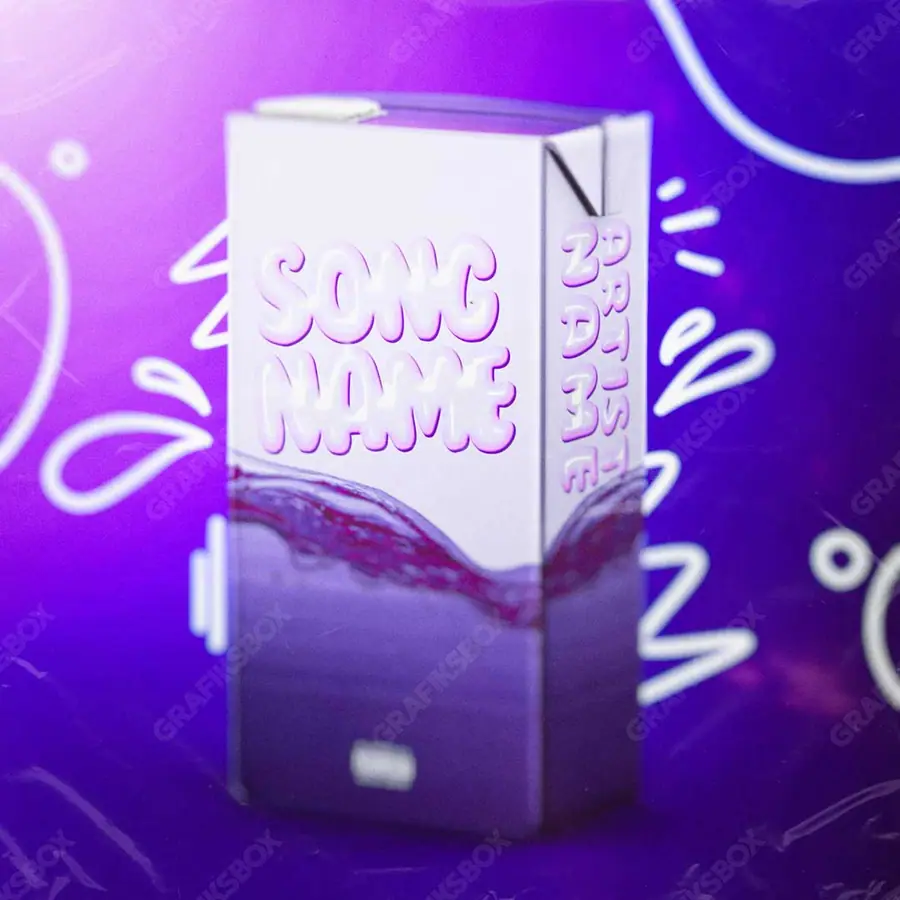 Portada de álbum prediseñada «That Juice» — un encuadre que no encaja en una sola categoría, en tonos violetas