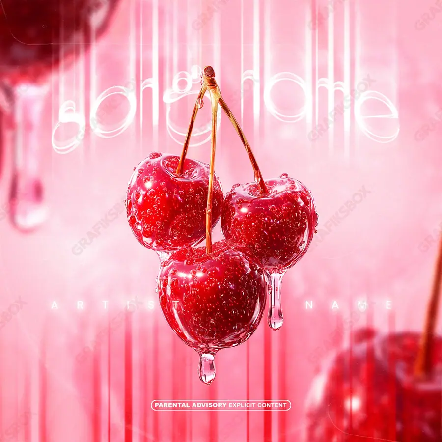 Готовая обложка для трека «Cherry Flavor» — яркий кадр, в красных тонах