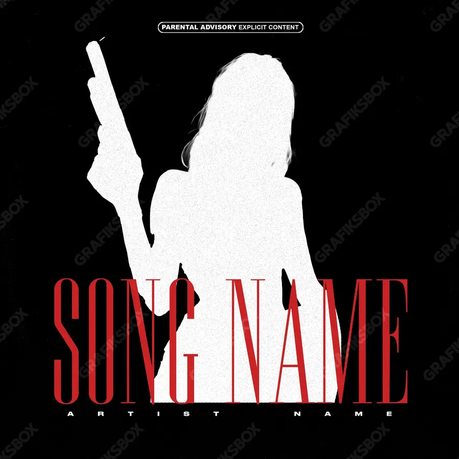 Premade album cover “Hitgirl” — a subject with a character of its own in a red palette