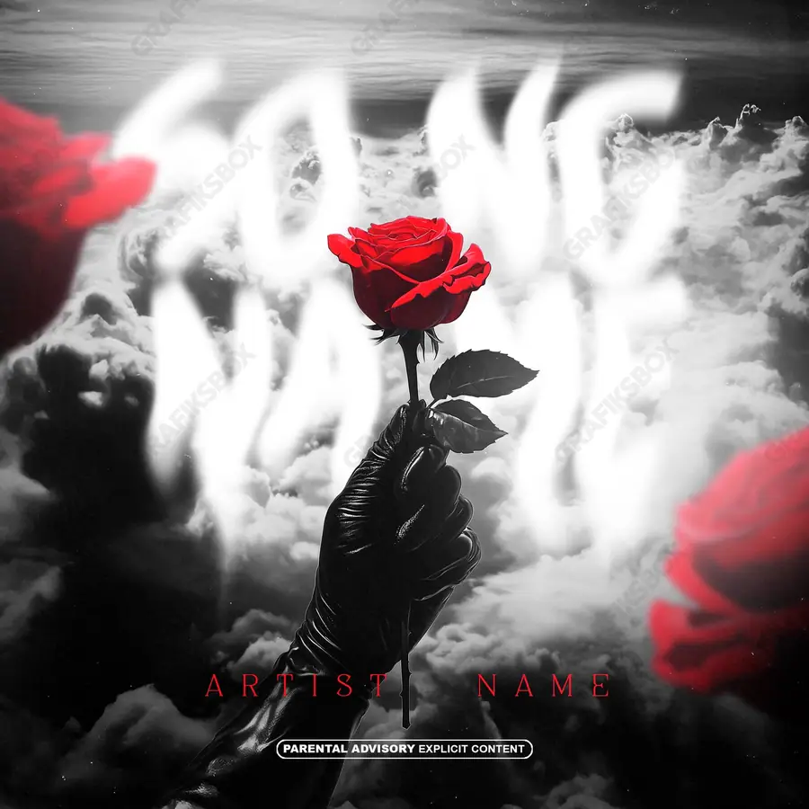 Premade album cover “Sky Petals” — a landscape with a wide, open horizon in a monochrome palette