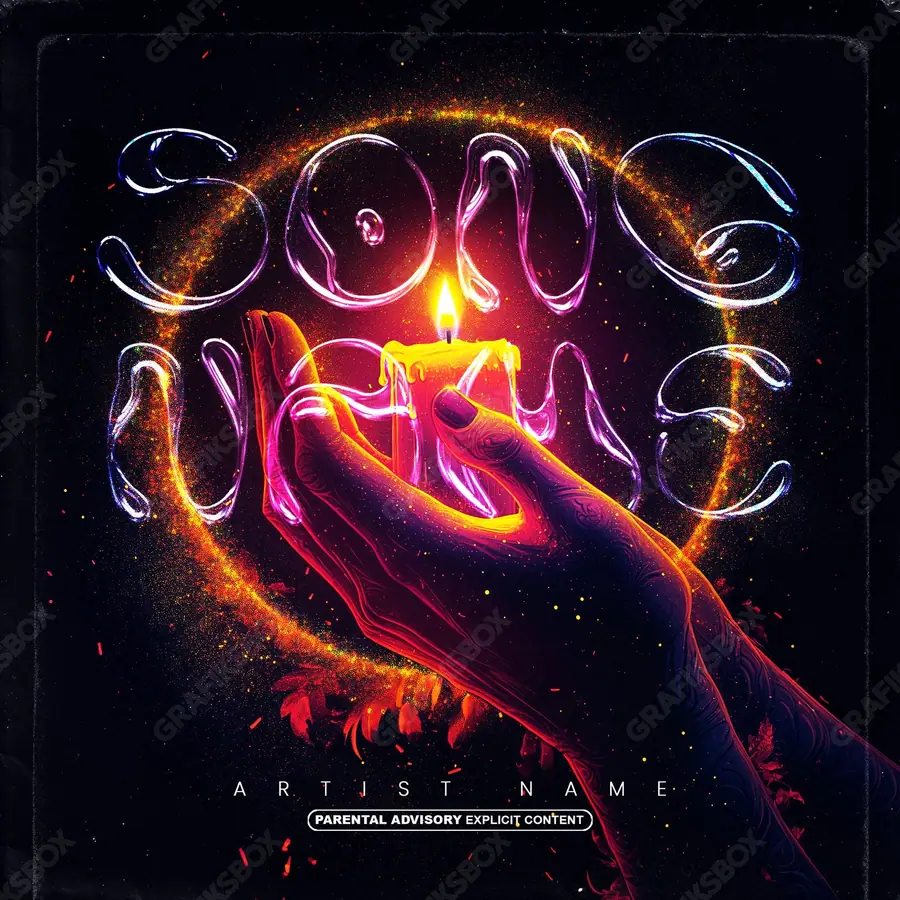 Premade album cover “Wax Hands” — a face in frame and deliberate shadow in deep red tones