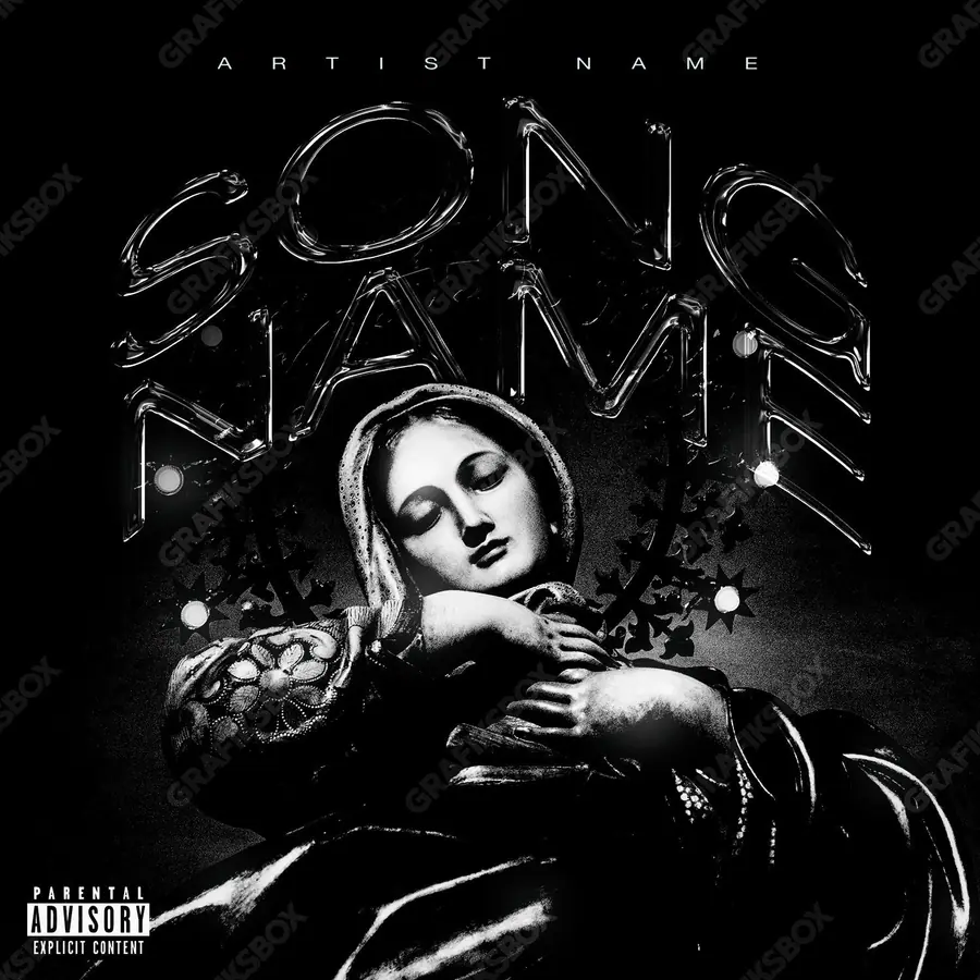Premade album cover “La Santa” — an original visual idea with no close match in the catalogue in a monochrome palette