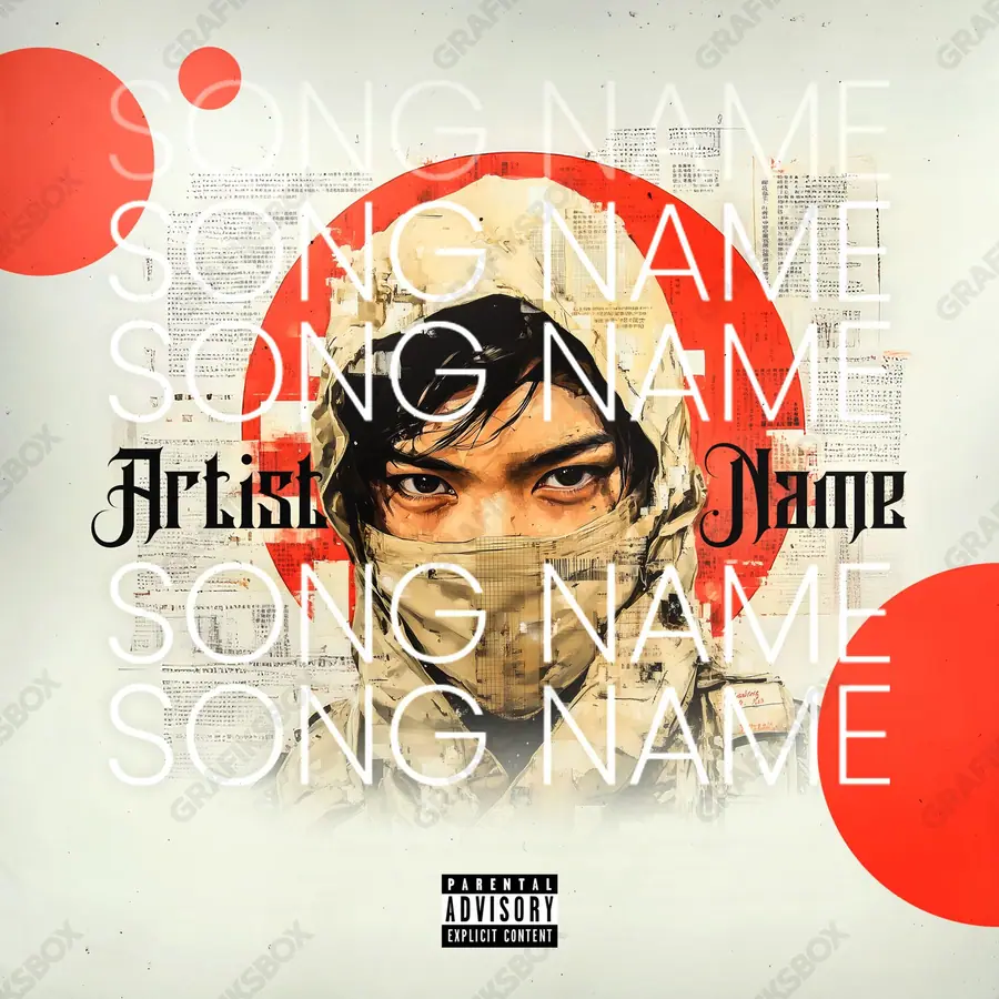Premade album cover “Jap Hero” — a frame that refuses to sit in one category in a red palette