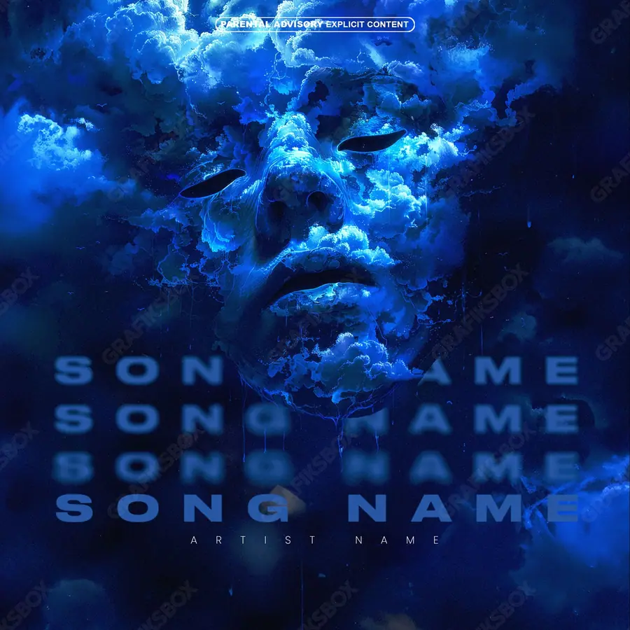 Premade album cover “Interfaced” — a frame that refuses to sit in one category in a blue palette