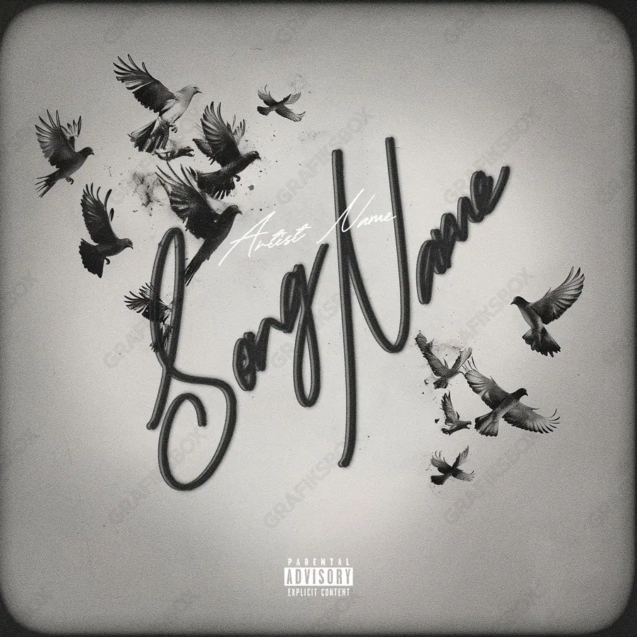 Portada de álbum prediseñada «Retreat» — una idea visual original sin equivalente cercano en el catálogo, en una gama en blanco y negro