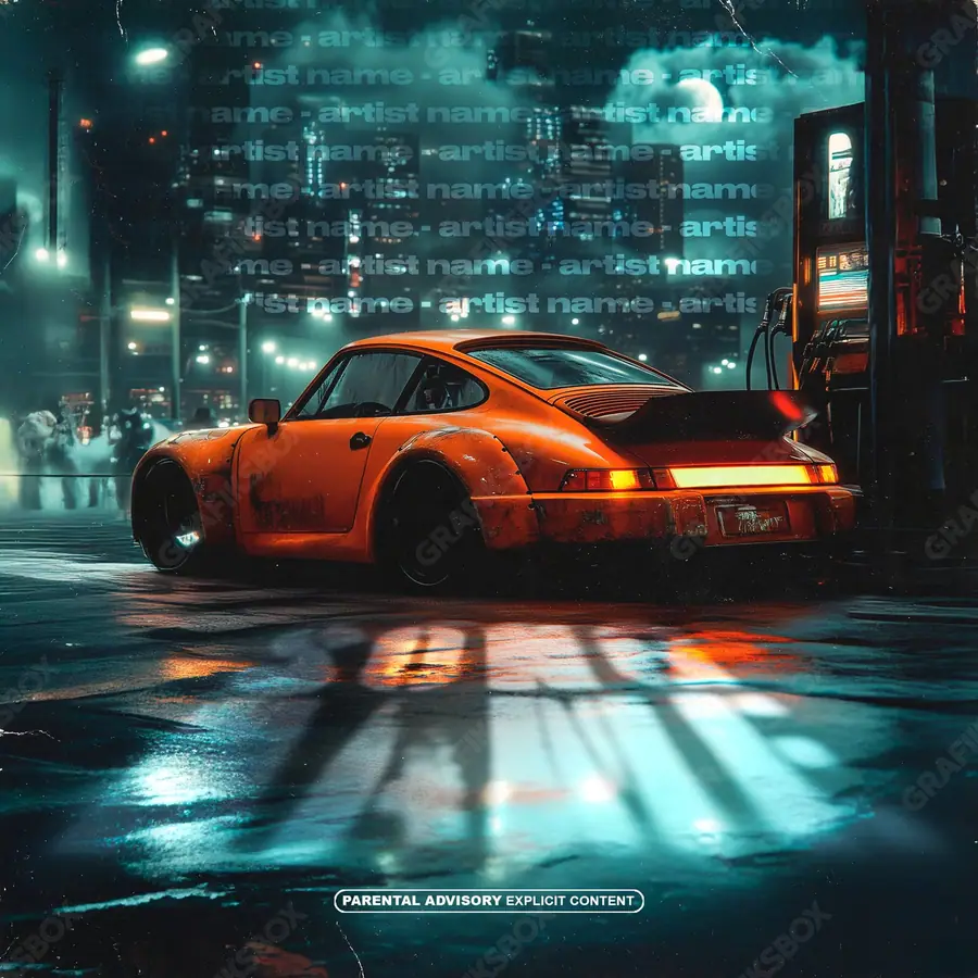 Обложка для трека «Orange Coupe» — тёмный кадр, в оранжевых тонах