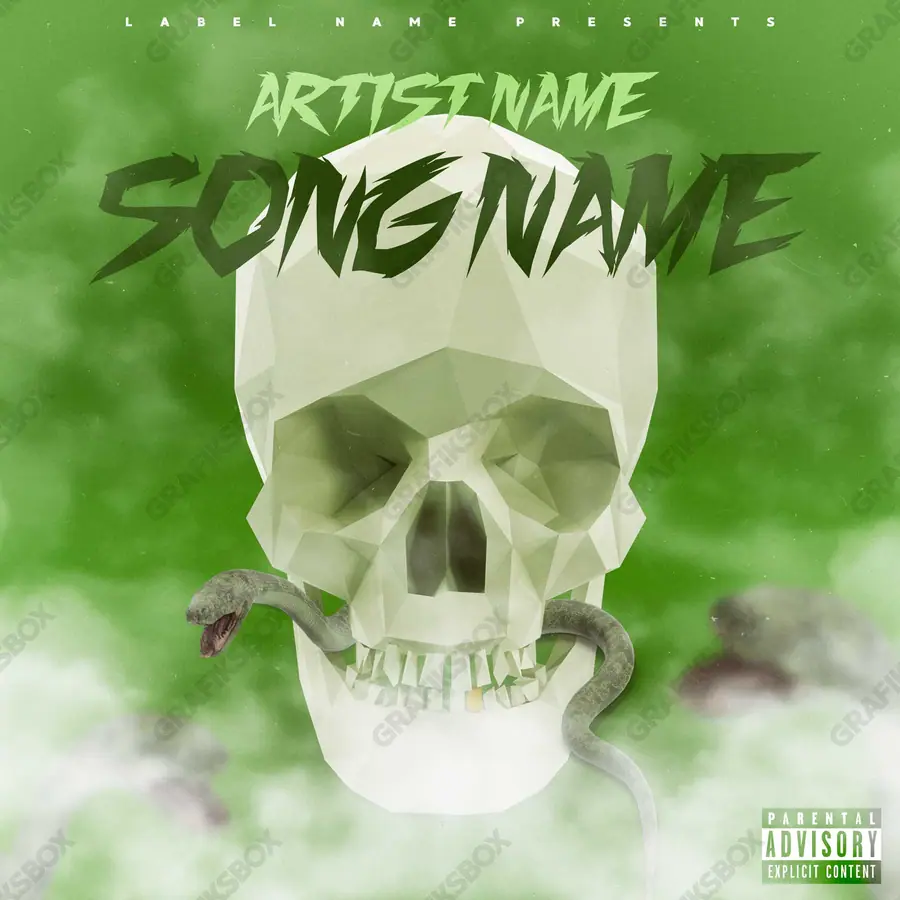 Premade album cover “Snakes” — a subject with a character of its own in a green palette