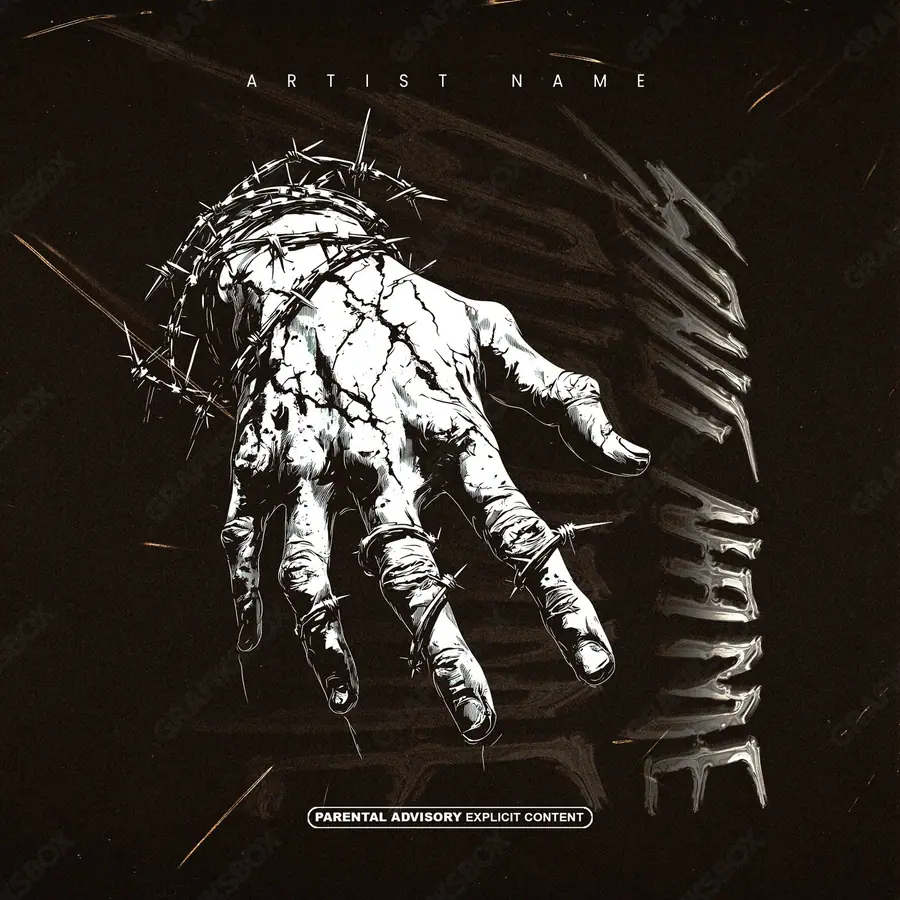 Portada de álbum prediseñada «Sore» — una idea visual original sin equivalente cercano en el catálogo, en una paleta monocroma
