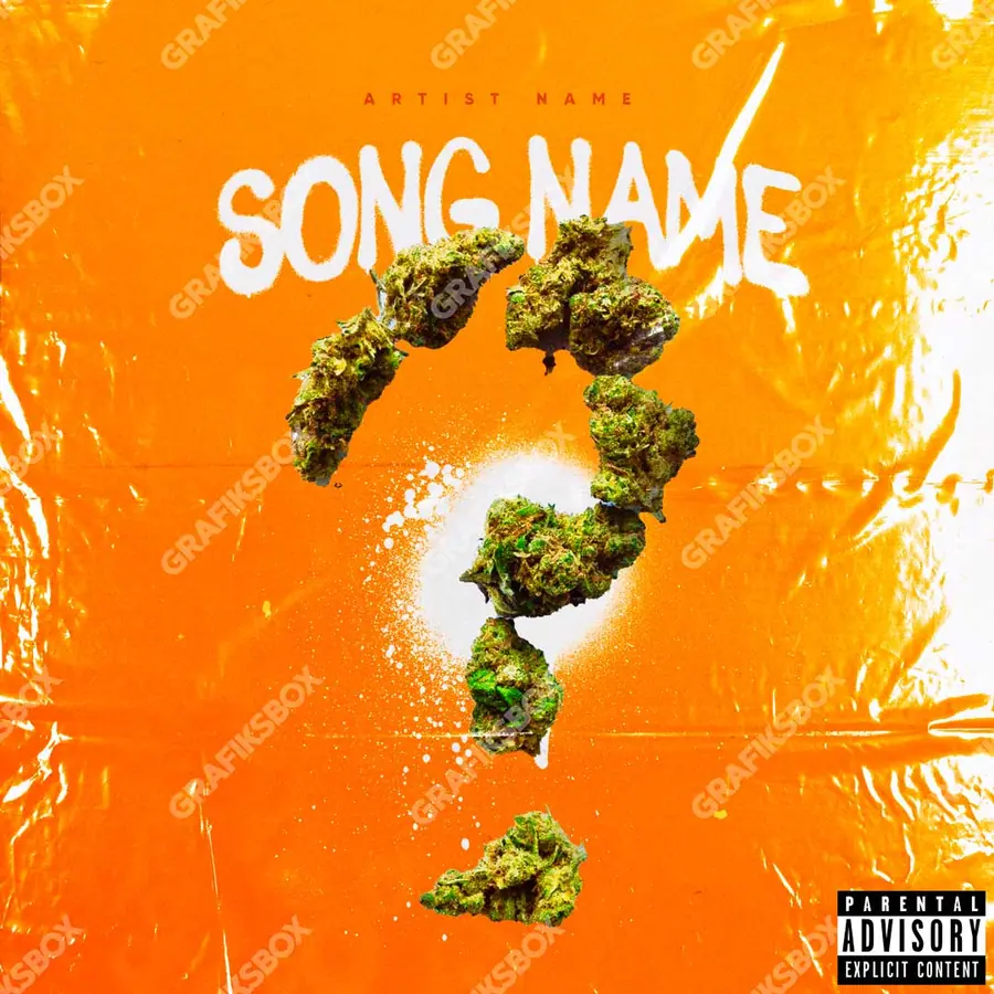 Portada de álbum prediseñada «Weedstion» — una idea visual original sin equivalente cercano en el catálogo, en matices anaranjados