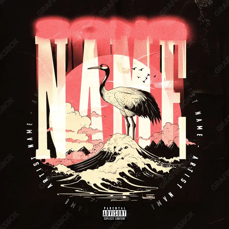Portada de álbum prediseñada «Japan Crane» — un motivo con carácter propio, en una gama roja