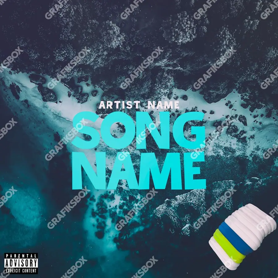 Premade album cover “Overseas” — a subject with a character of its own in cool blue tones