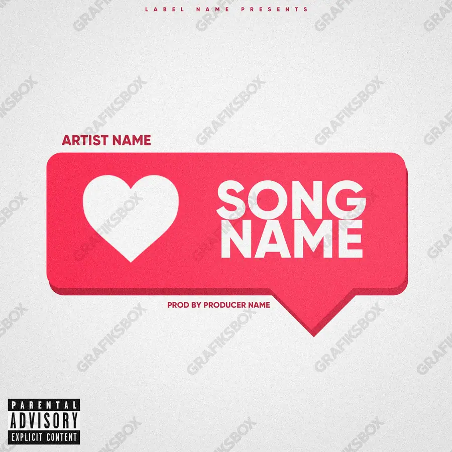 Premade album cover “Likes” — a subject with a character of its own in a red palette
