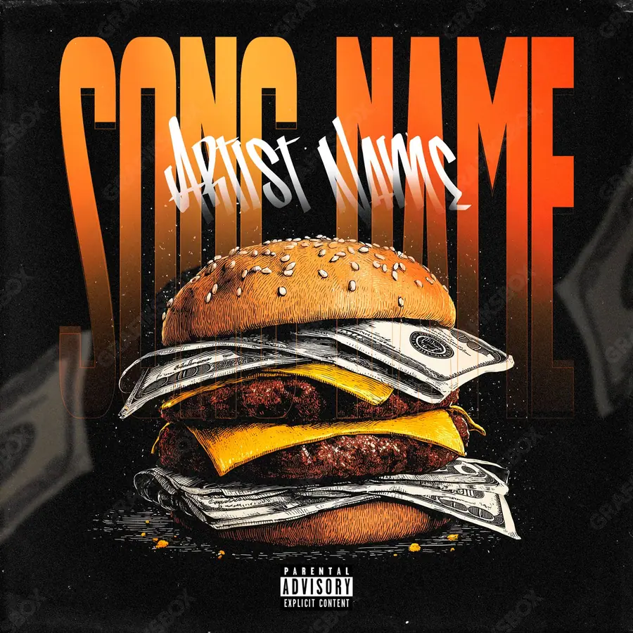 Portada de álbum prediseñada «Double Meat» — un encuadre que no encaja en una sola categoría, en matices anaranjados