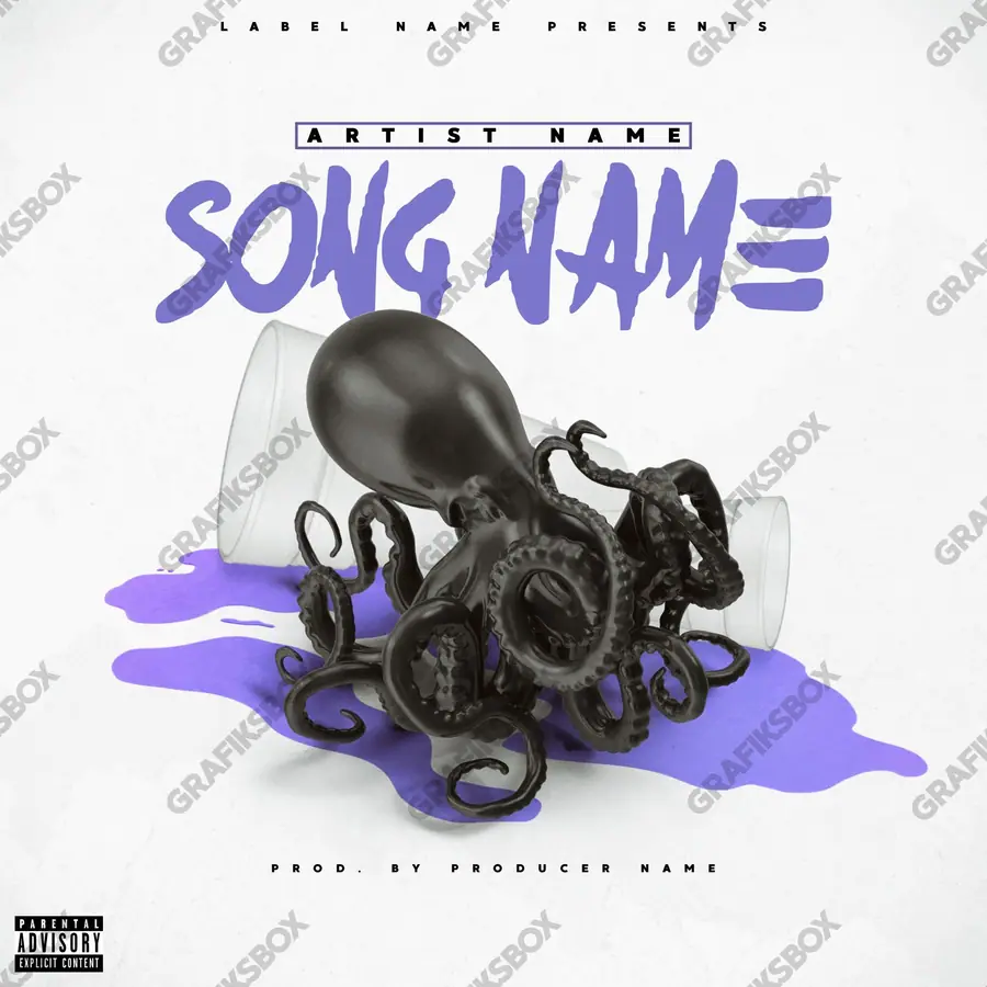 Portada de álbum prediseñada «Purple Squid» — un encuadre que no encaja en una sola categoría, en una gama violeta