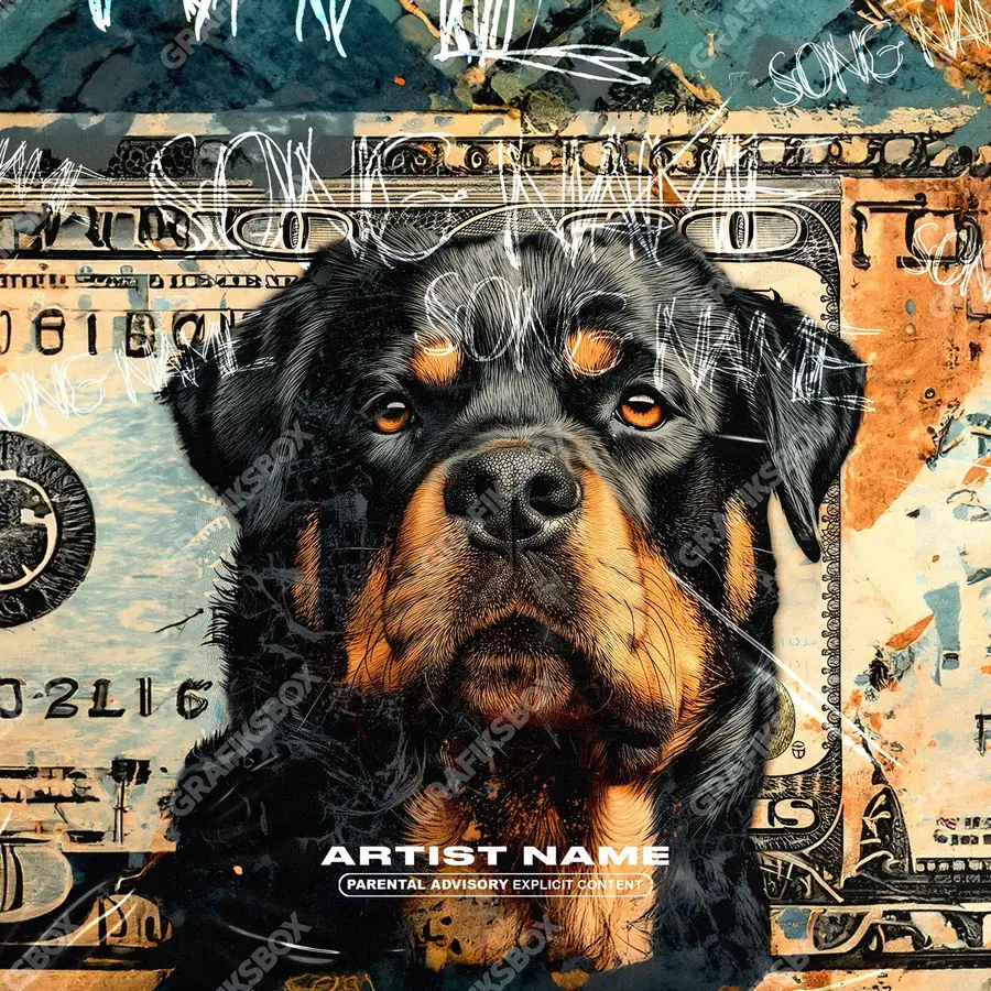 Premade album cover “Bill Dog” — a landscape with a wide, open horizon in an orange palette